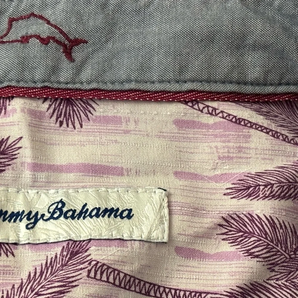 Tommy Bahama Purple Palm Print Men's Shirt - Picture 7 of 7